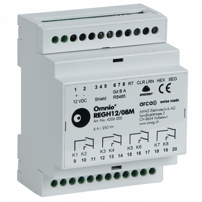 Omnio DIN rail mounted thermostat actuator 8-channels REGH12/08