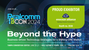 EnOcean Alliance showcasing smart building technologies at Realcomm/IBcon 2024.