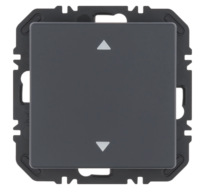 Wall transmitter module Enocean with rocker switch with printed symbol arrows QX, anthracite velvet