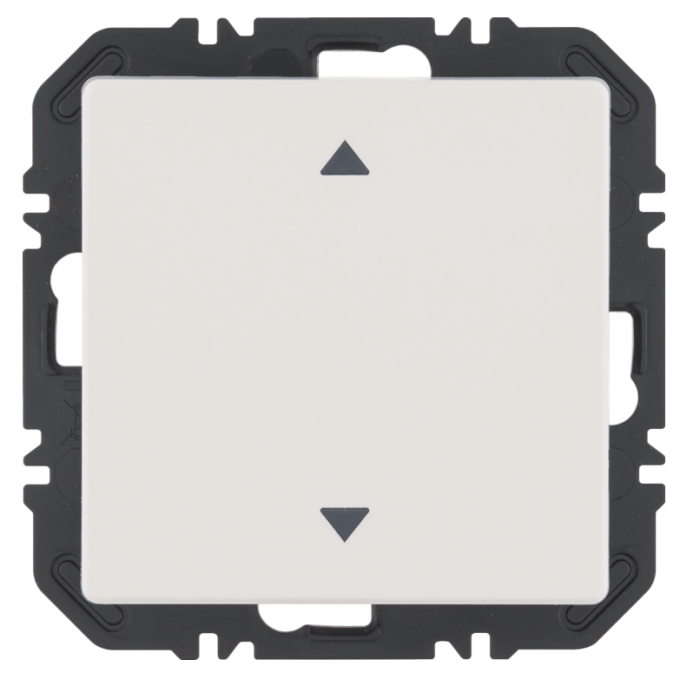 Enocean wall transmitter module with rocker switch with arrow symbol, Qx, pw velvet