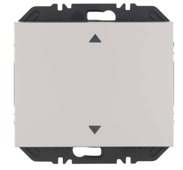 Enocean wall transmitter module with rocker switch and arrow symbol, K.5 matt stainless steel