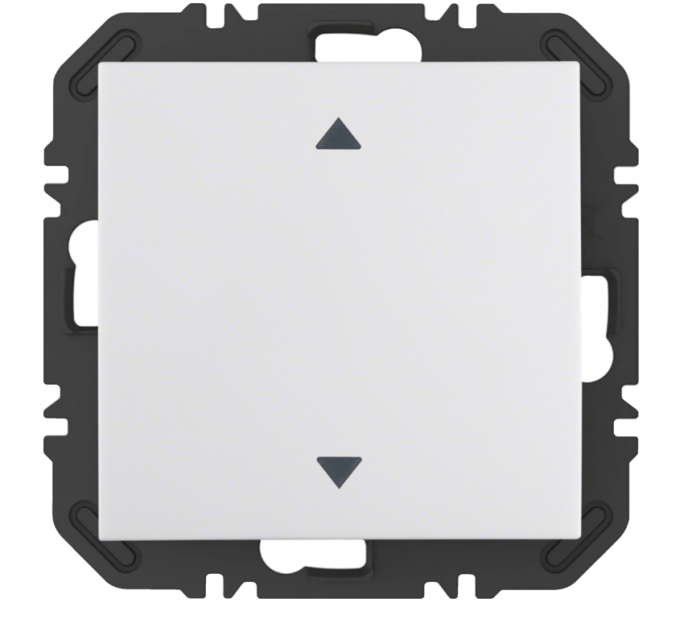 Enocean wall transmitter module with rocker switch and arrow symbol, p.1, pw matt