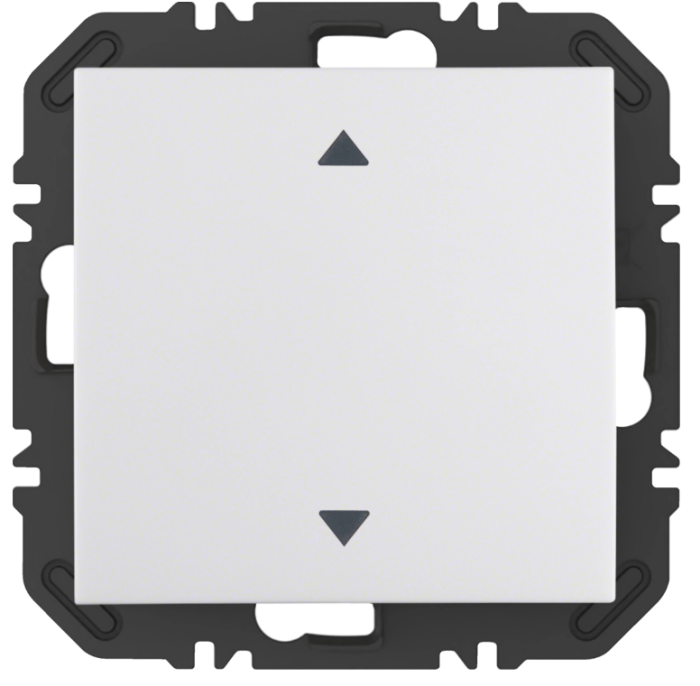 Enocean wall transmitter module with rocker switch and arrow symbol imprint, p.1, polar white gl.