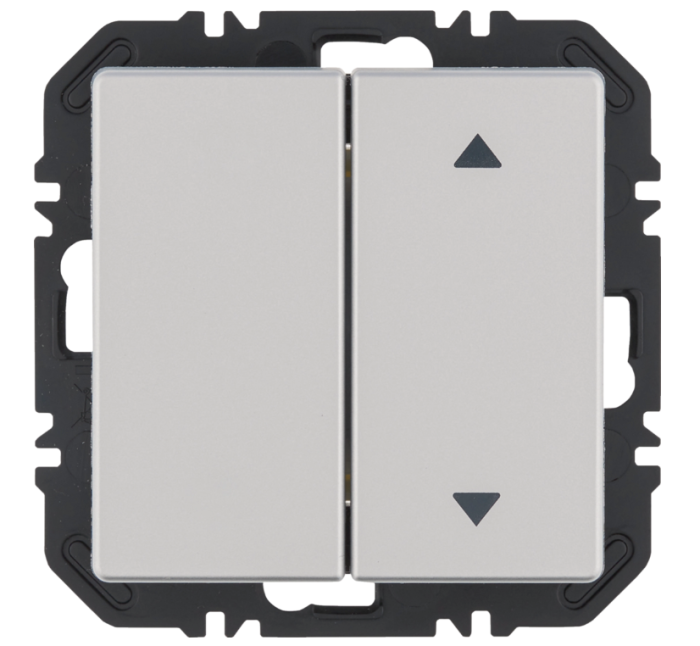 Wall transmitter module Enocean with rocker 2-way one-sided with symbol arrows, Qx, alu