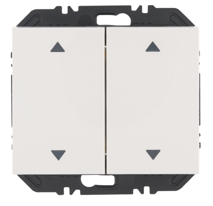 Enocean wall transmitter module with 2-way rocker switch with arrow symbol, K.1, polar white gl.