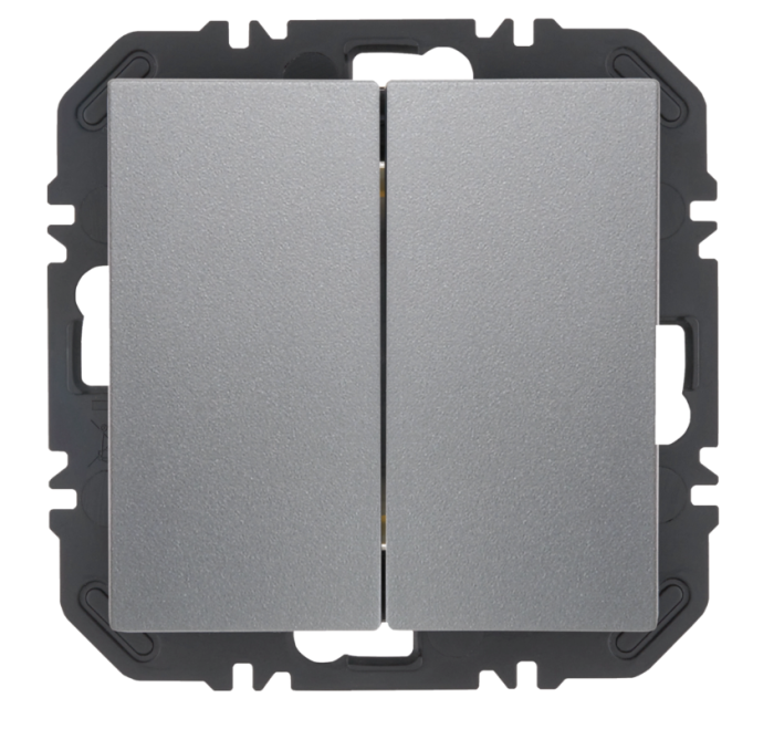 Enocean wall transmitter module with 2-way rocker switch, Bx, matt aluminum