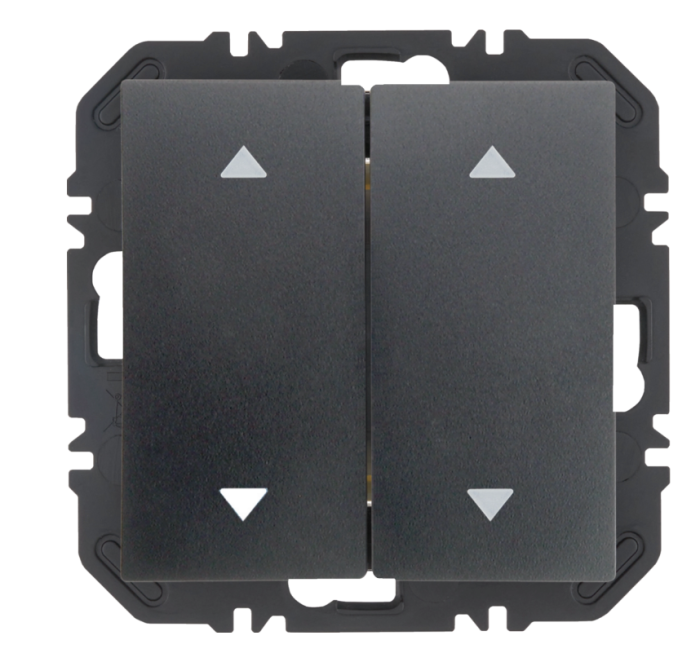 Enocean wall transmitter module with 2-way rocker switch with arrow symbol, B.1, matt anthracite
