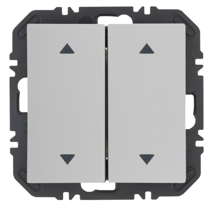 Enocean wall transmitter module with 2-way rocker switch with arrow symbol, S.1, polar white matt