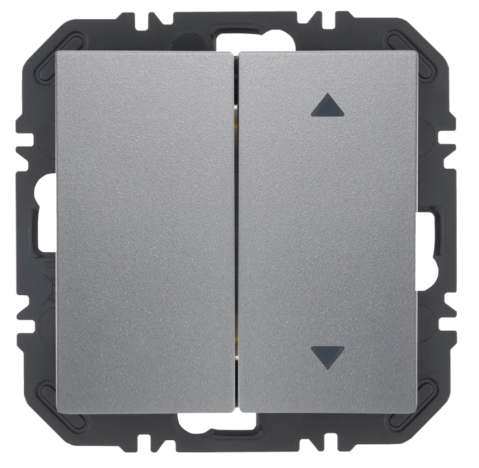 Wall transmitter module Enocean with rocker 2-way one-sided with symbol arrows, BX, alu mt