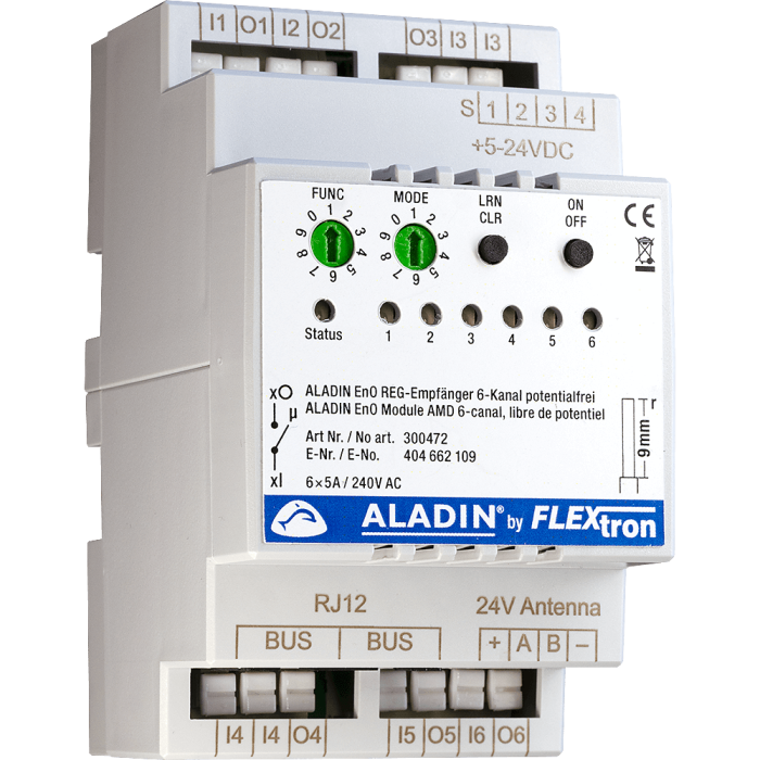 ALADIN EnO REG receiver 6-channel switching, potential-free, without power supply / 300472