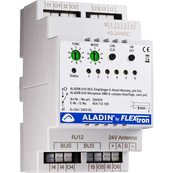 ALADIN EnO REG receiver 6-channel heating, potential-free, without power supply / 300476